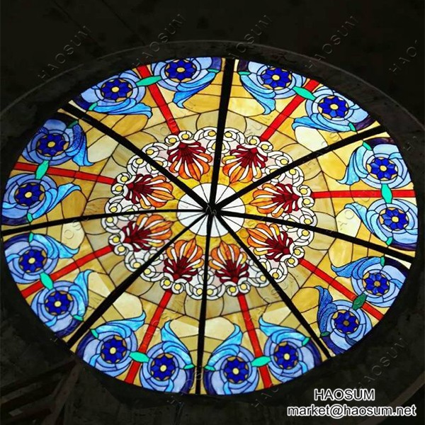 Ceiling dome stained glass Custom Made Decorative Antique Stained Glass Dome 